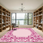 Art Nouveau Pink Floral Border Accent Rug