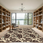 Dark Brown Abstract Graffiti Figures Rug