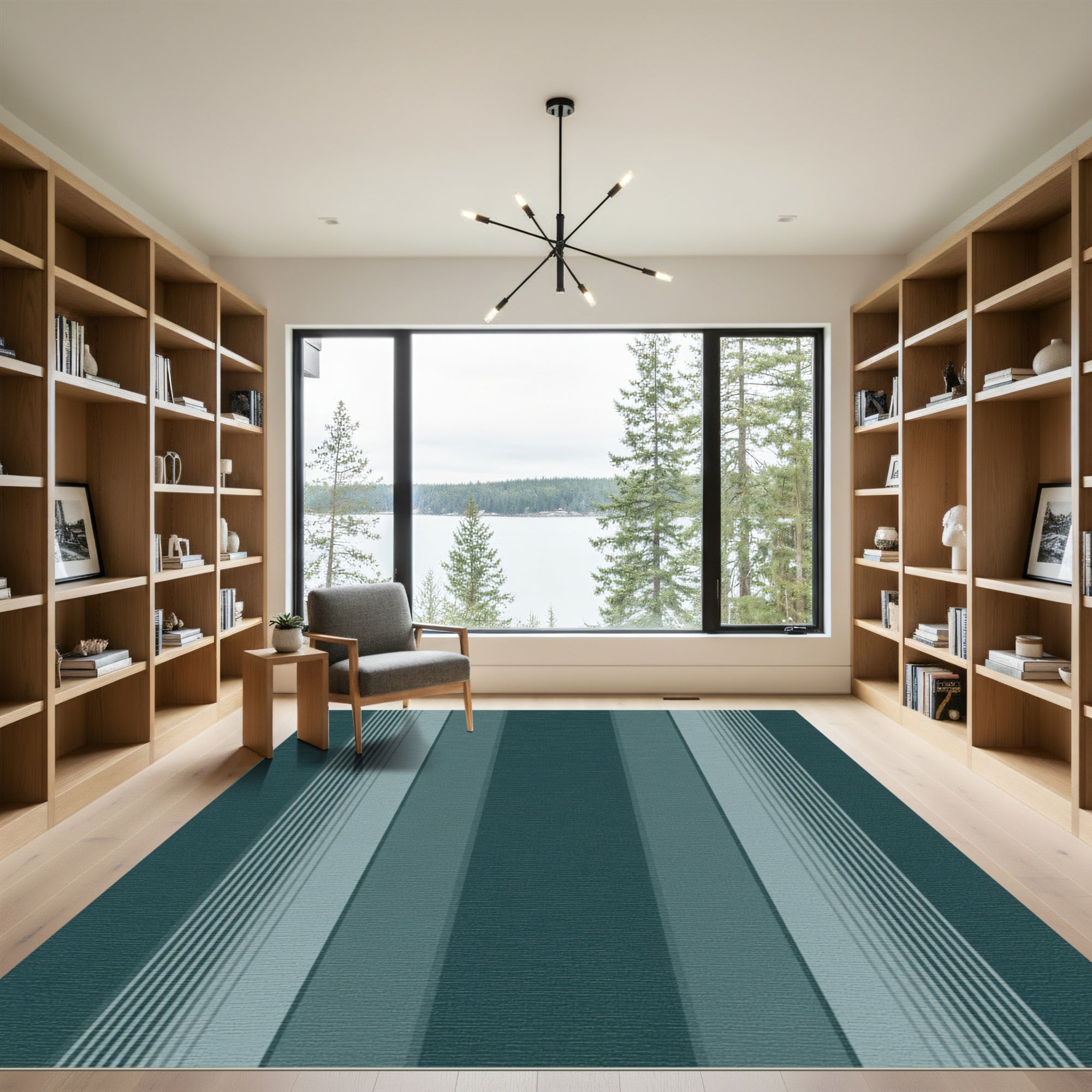 Deep Teal Vertical Stripe Rug