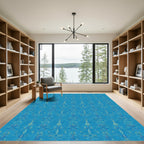 Aquatic Blue Abstract Kaleidoscope Rug
