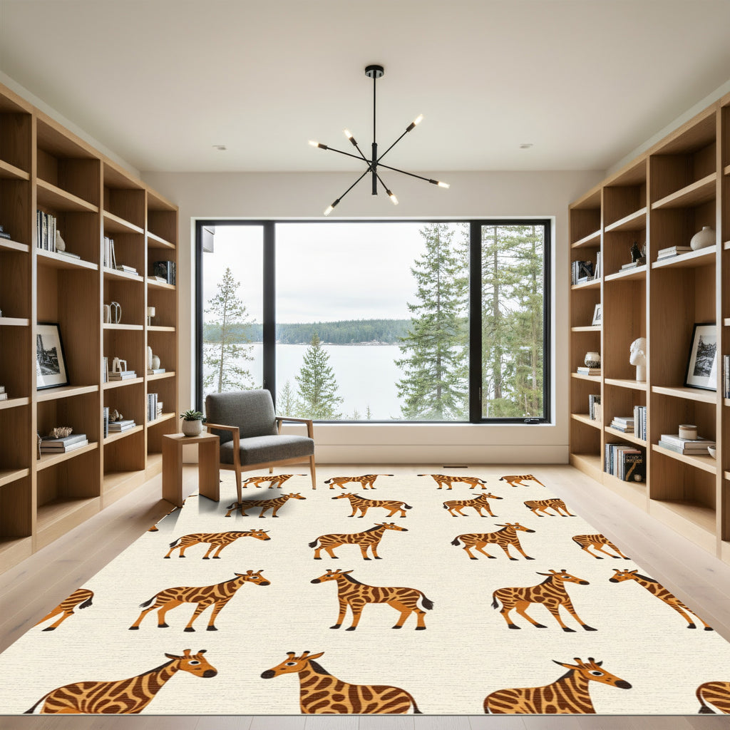 Whimsical Giraffe Safari Animal Repeat Rug
