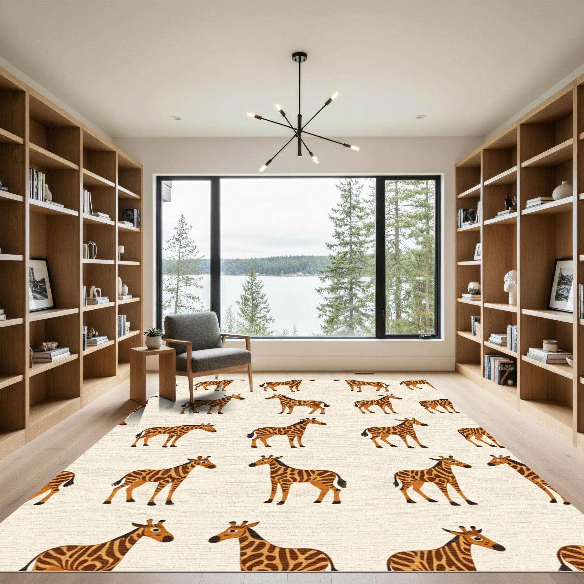 Whimsical Giraffe Safari Animal Repeat Rug