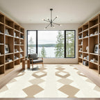 Neutral Geometric Diamond Stripe Rug