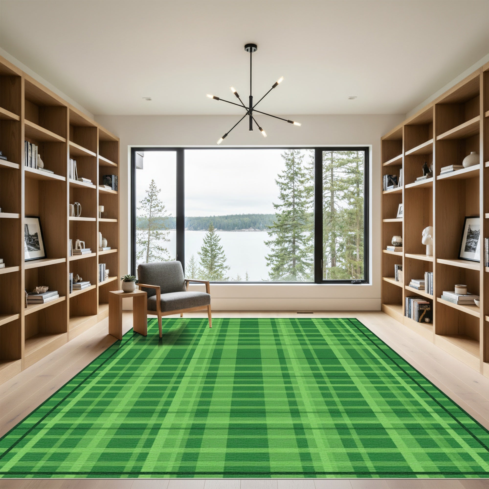 Forest Green Plaid Stripes Rug