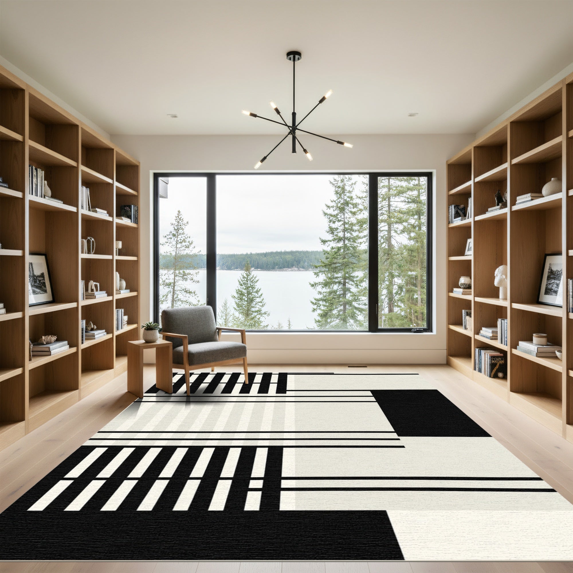 Monochromatic Geometric Stripe Abstract Rug
