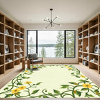 Yellow Floral Vine Border Rug