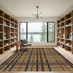 Classic Tan Plaid Tartan Grid Rug