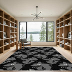 Sleek Gray Floral Burst Rug
