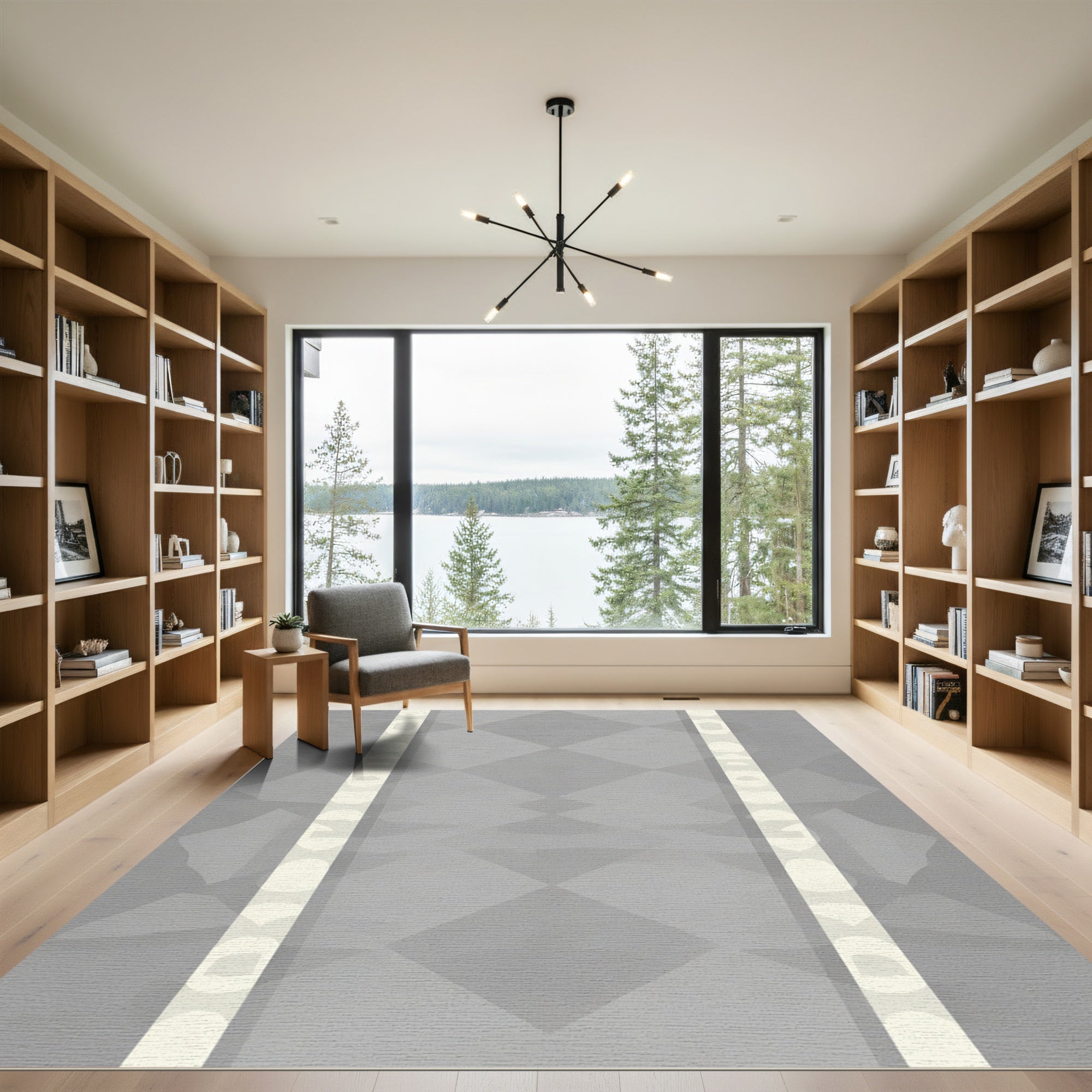 Pale Grey Diamond Stripe Tonal Rug