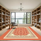 Crimson Red Floral Lattice Accent Rug