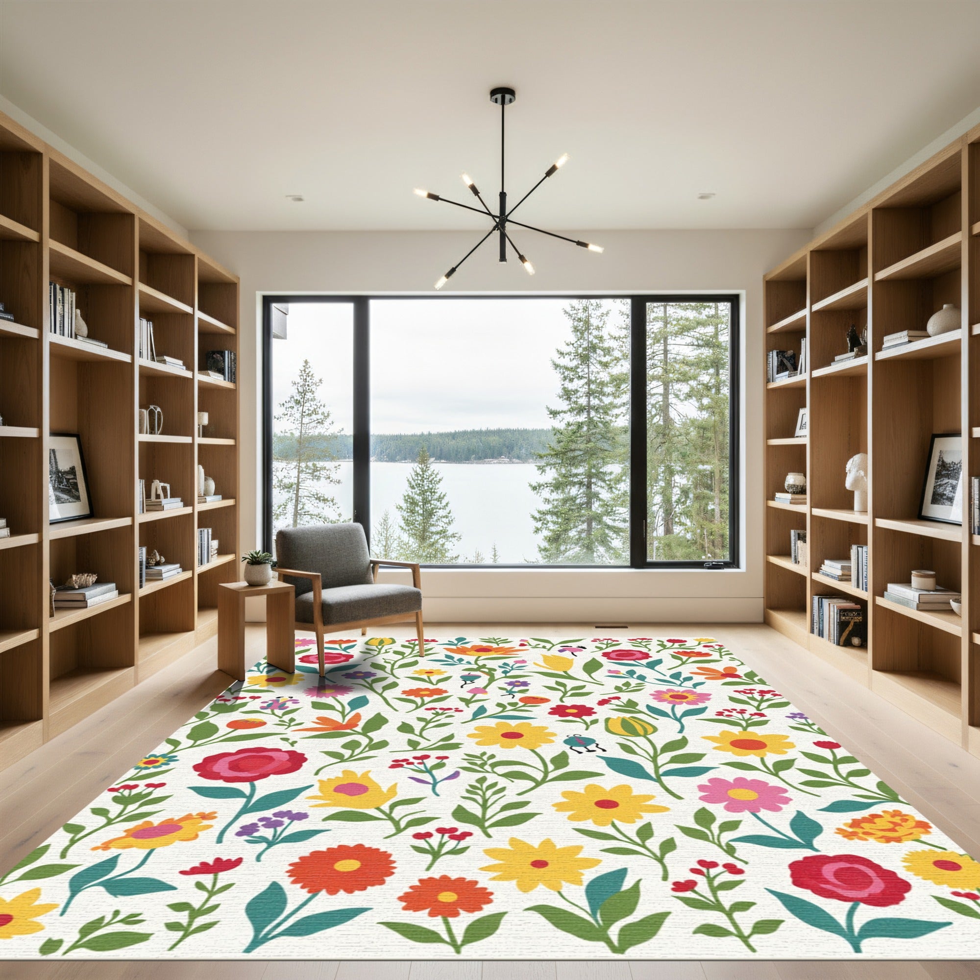 Joyful Colorful Floral Garland Rug