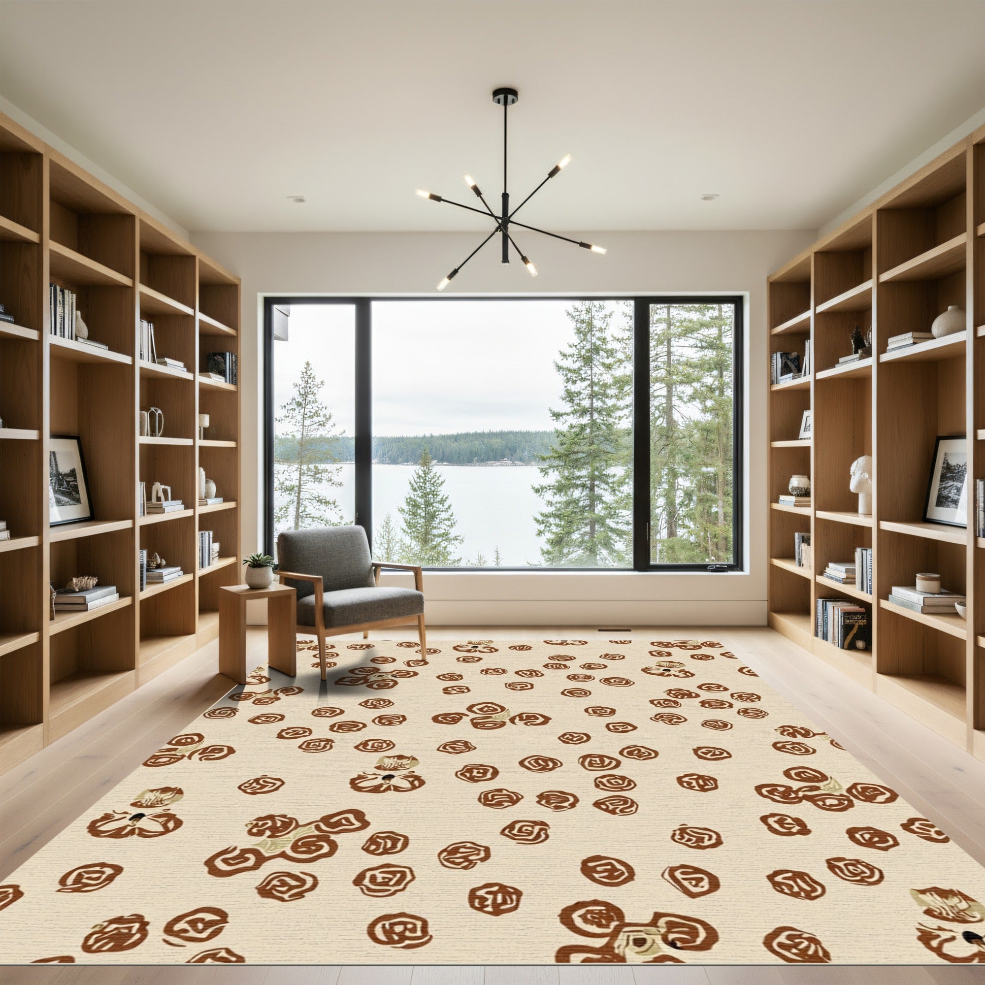 Brown Organic Sprig Scatter Rug