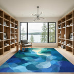 Deep Blue Aqua Organic Flow Rug