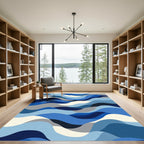 Deep Blue Gradient Wave Abstract Rug