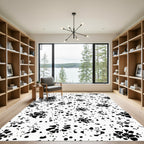 Black White Graphic Floral Scatter Rug