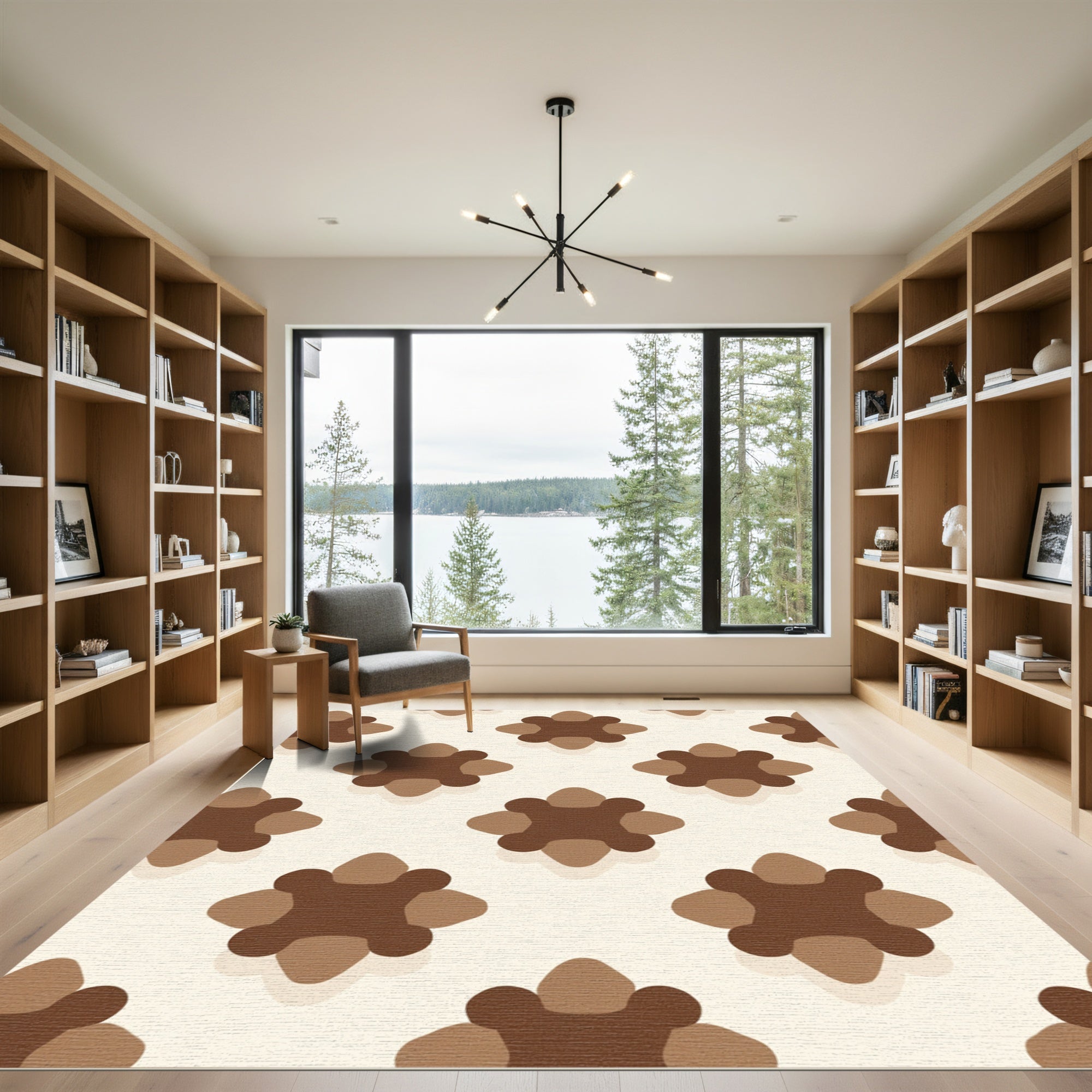Rich Brown Quatrefoil Repeating Rug