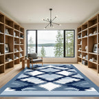 Indigo Blue Diamond Jagged Kilim Rug