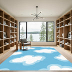 Whimsical White Clouds Blue Sky Repeat Rug