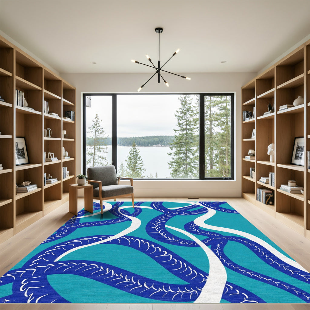 Oceanic Blue Braided Swirl Rug