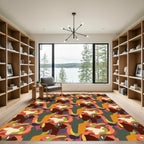 Mid Century Organic Abstract Swirls Rug