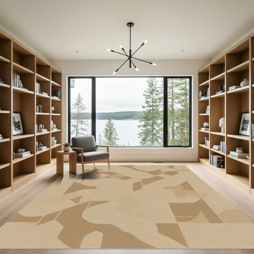 Neutral Monochromatic Abstract Geometric Layers Rug