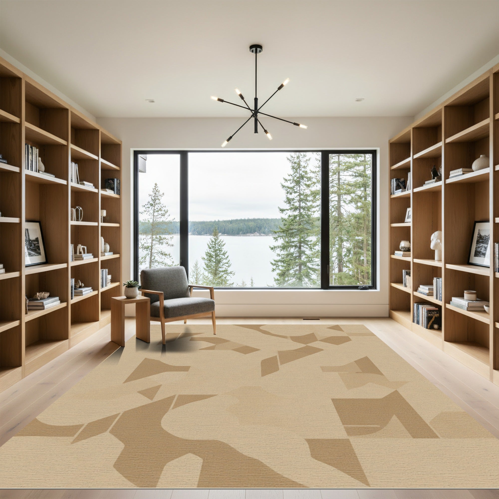 Neutral Monochromatic Abstract Geometric Layers Rug