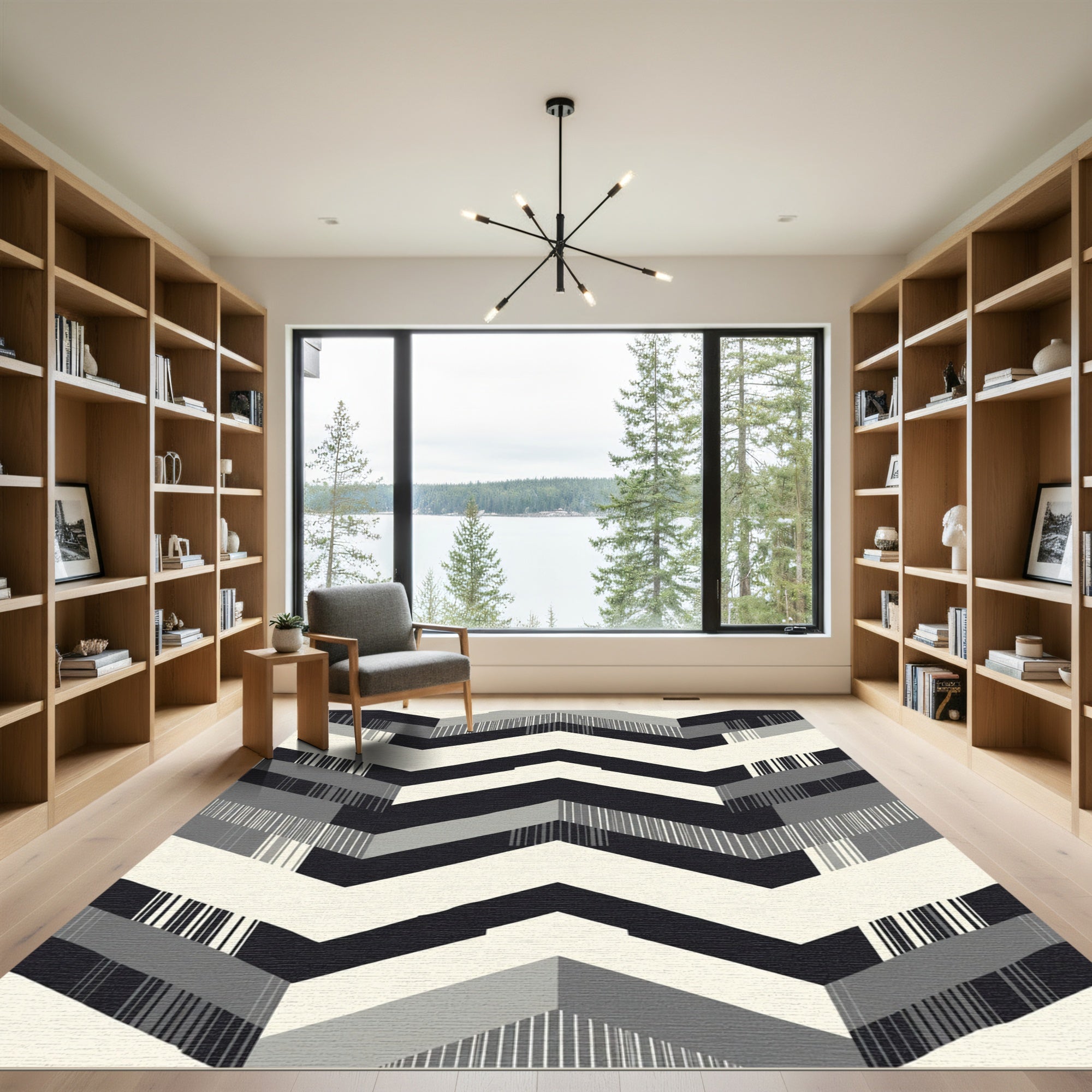 Monochromatic Chevron Geometric Stair Rug