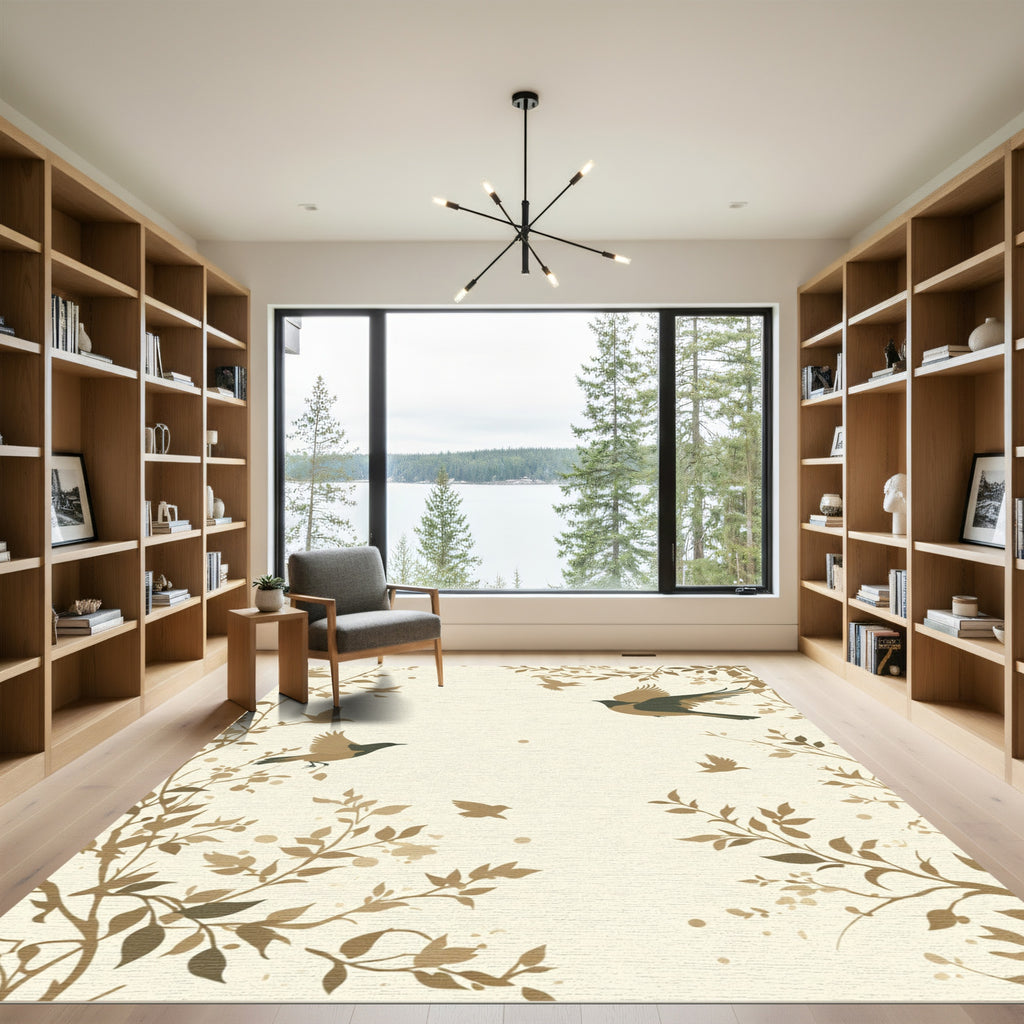 Brown Birds Amongst Foliage Rug