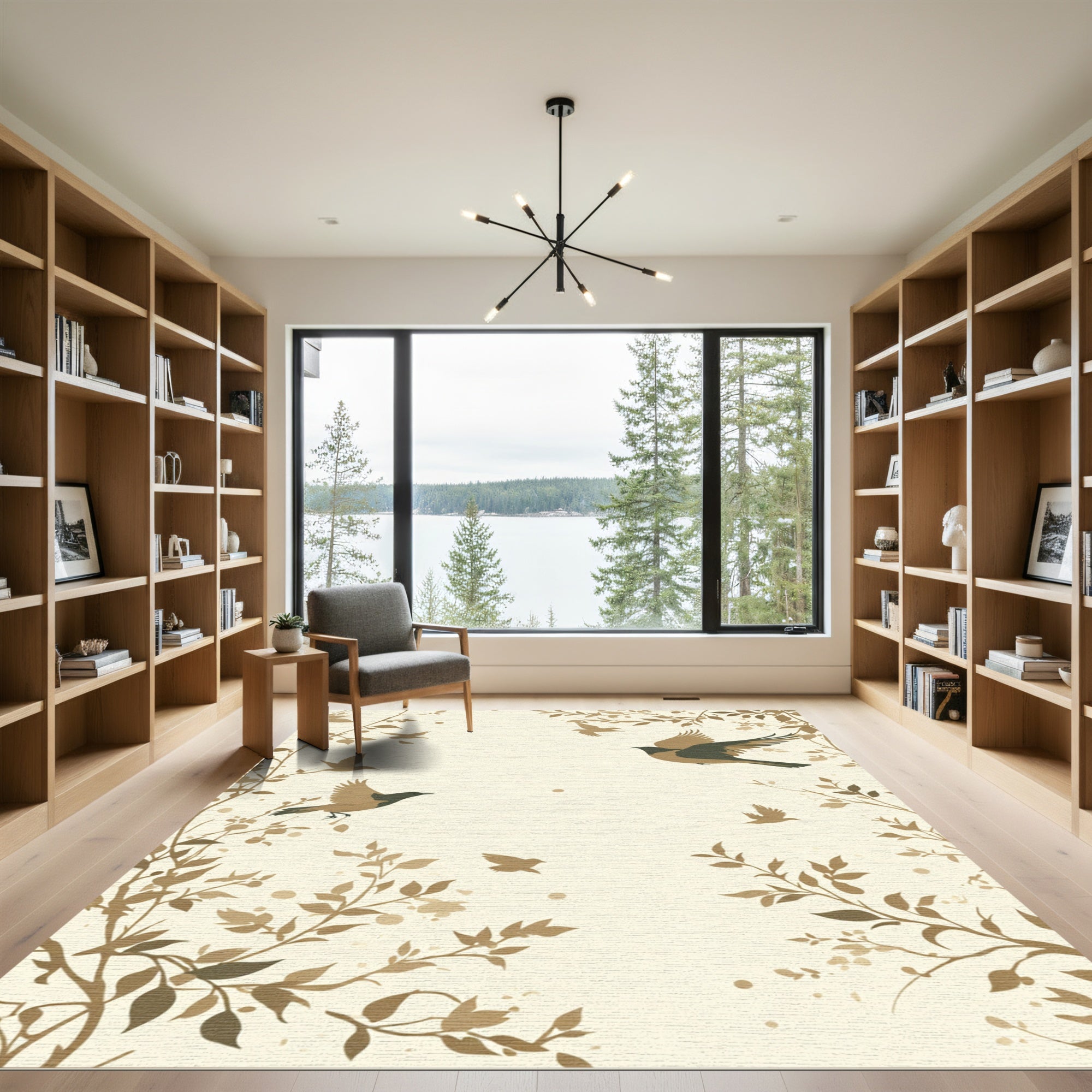 Brown Birds Amongst Foliage Rug