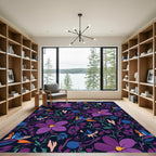 Bold Purple Blue Floral Garden Rug