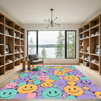 Retro Smiley Face Pebbles Rug