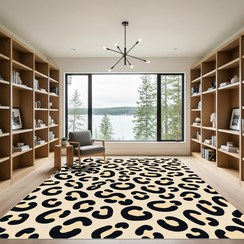 Bold Black Leopard Spots Rug