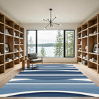 Deep Blue Wave Striped Abstract Rug