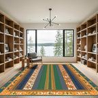 Bold Orange Teal Geometric Stripe Rug