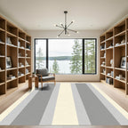 Soft Gray Cream Vertical Stripe Rug