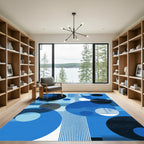 Abstract Blue Geometric Circles Rug