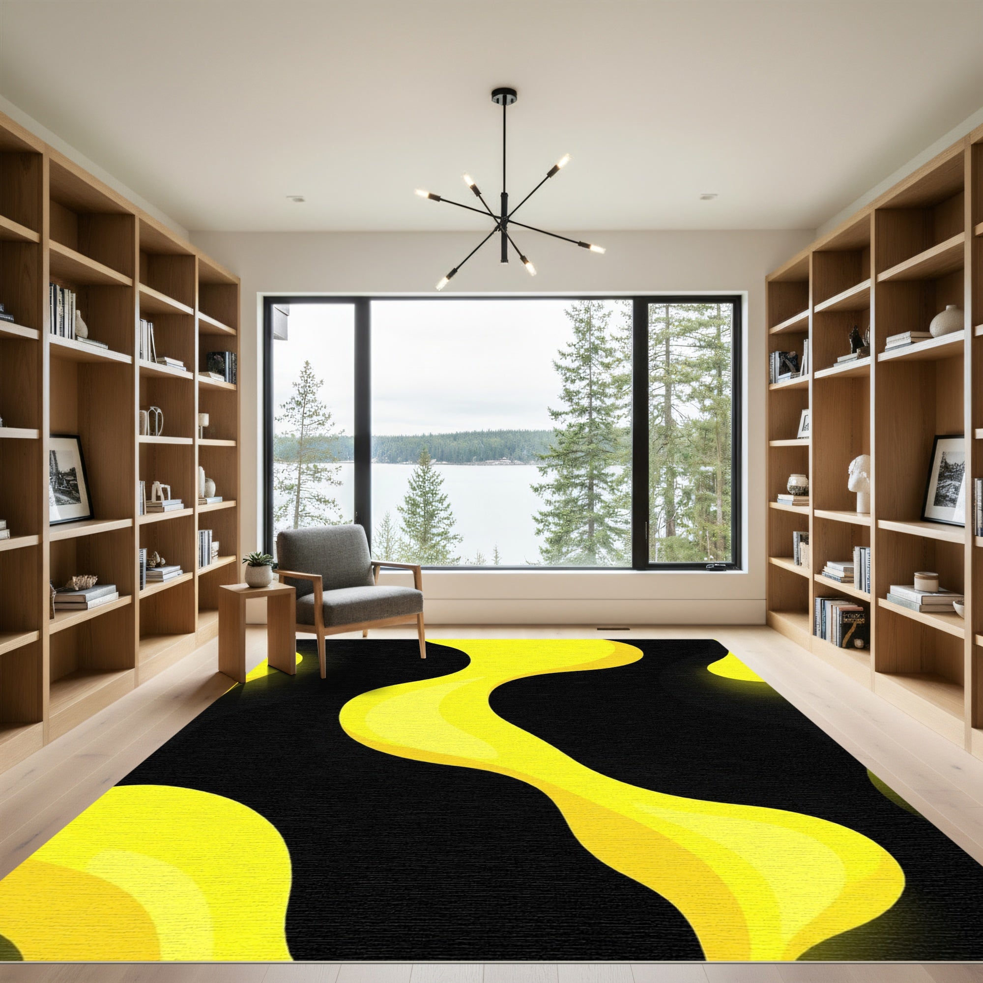 Vibrant Yellow Molten Lava Rug