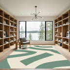 Sage Green Abstract Swirl Shapes Rug