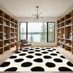 Black And Cream Polka Dot Ovals Rug
