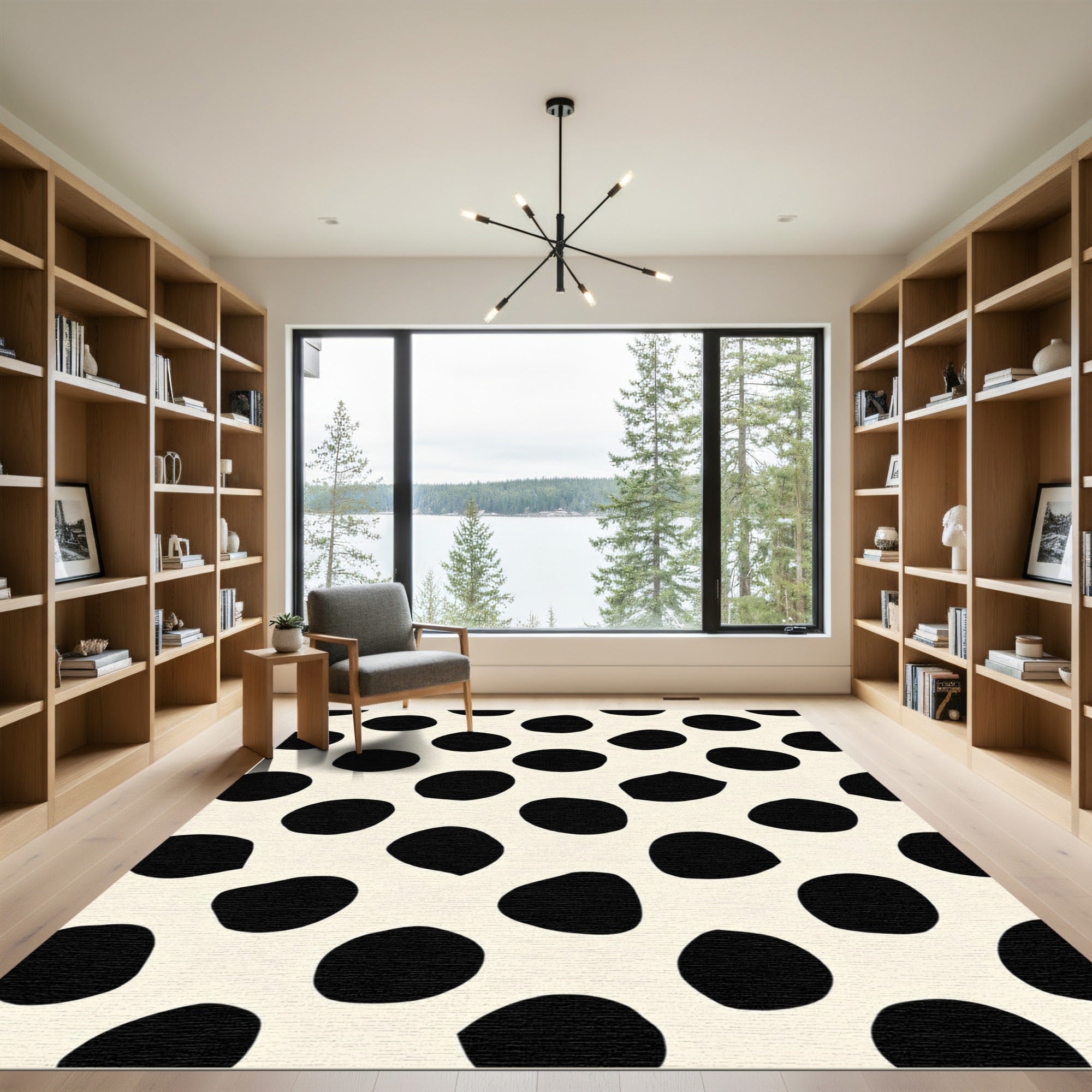 Black And Cream Polka Dot Ovals Rug