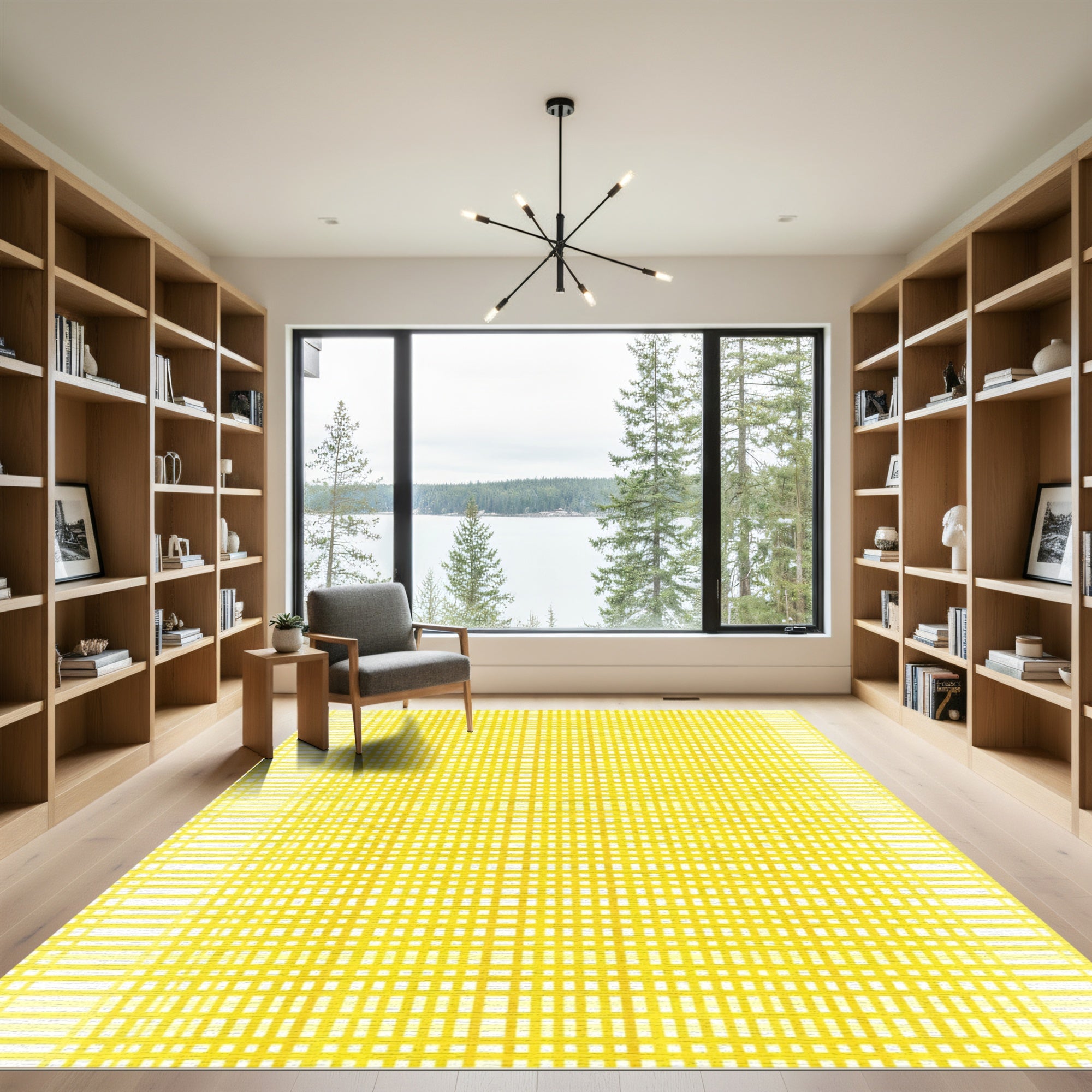 Bright Yellow Grid Weave Rug