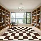 Brown Cream Checkerboard Squares Rug