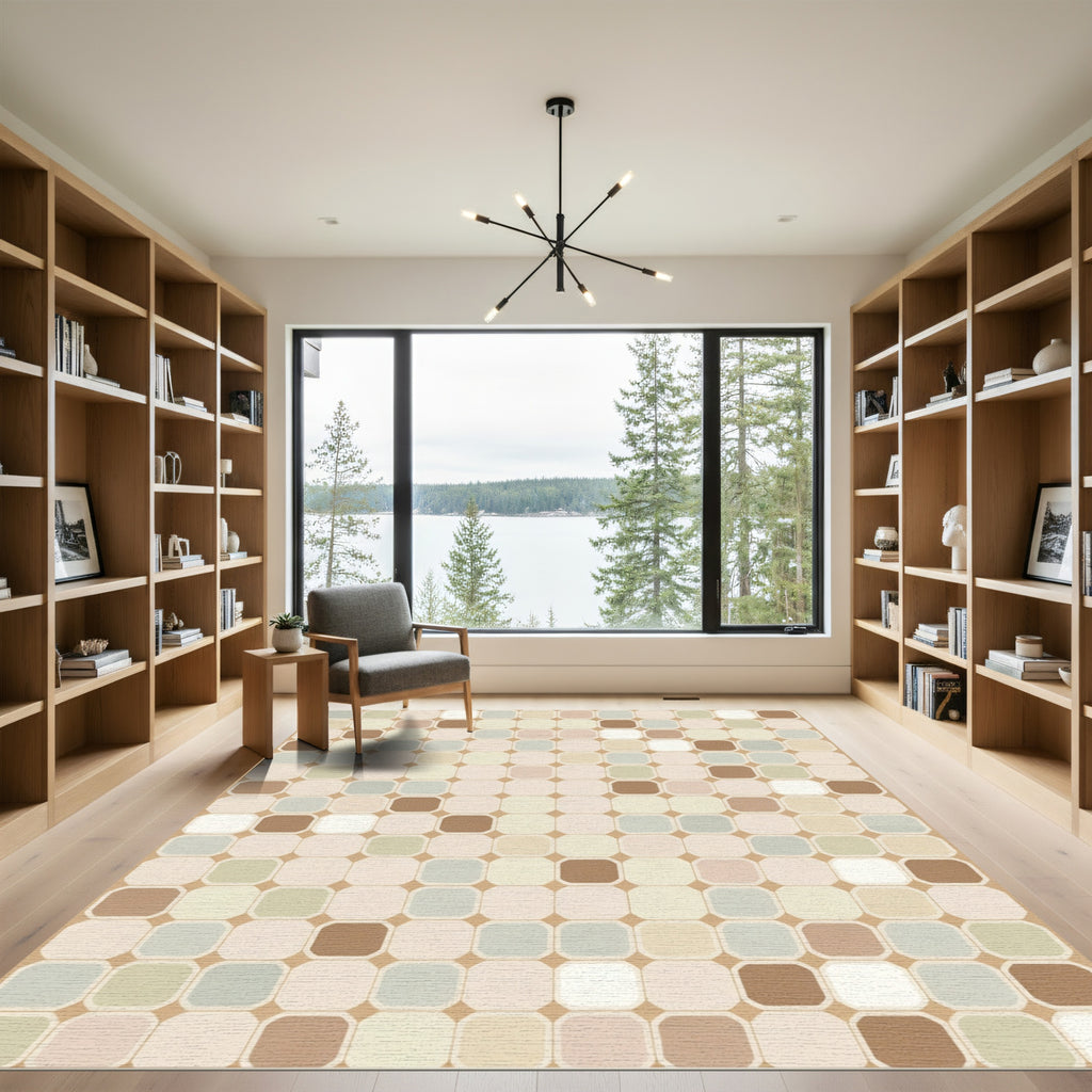Soft Pastel Square Mosaic Rug