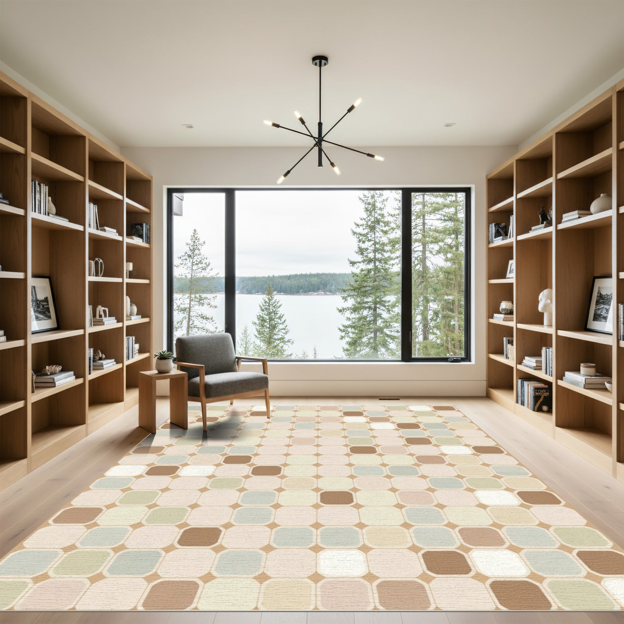 Soft Pastel Square Mosaic Rug