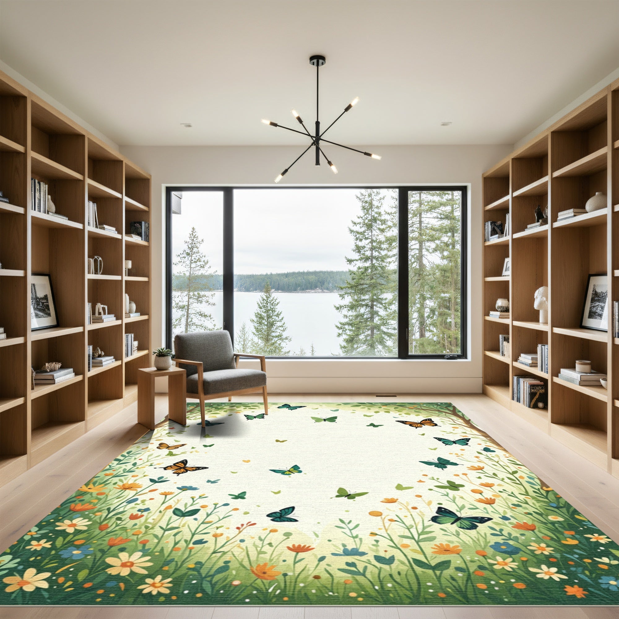 Whimsical Butterfly Meadow Garden Rug