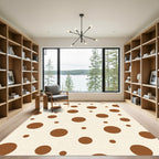 Brown Circles Cream Background Rug