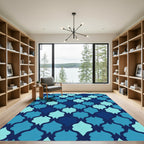 Ocean Blues Quatrefoil Pattern Rug