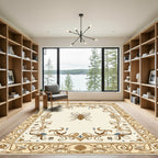 Ornate Golden Bee Floral Border Rug