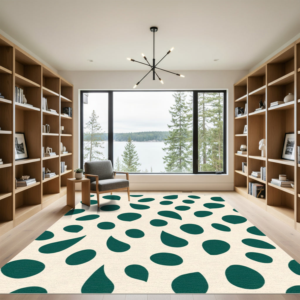 Teal Spots Cream Organic Rug