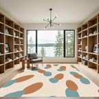 Terra Cotta Blue Organic Shapes Rug